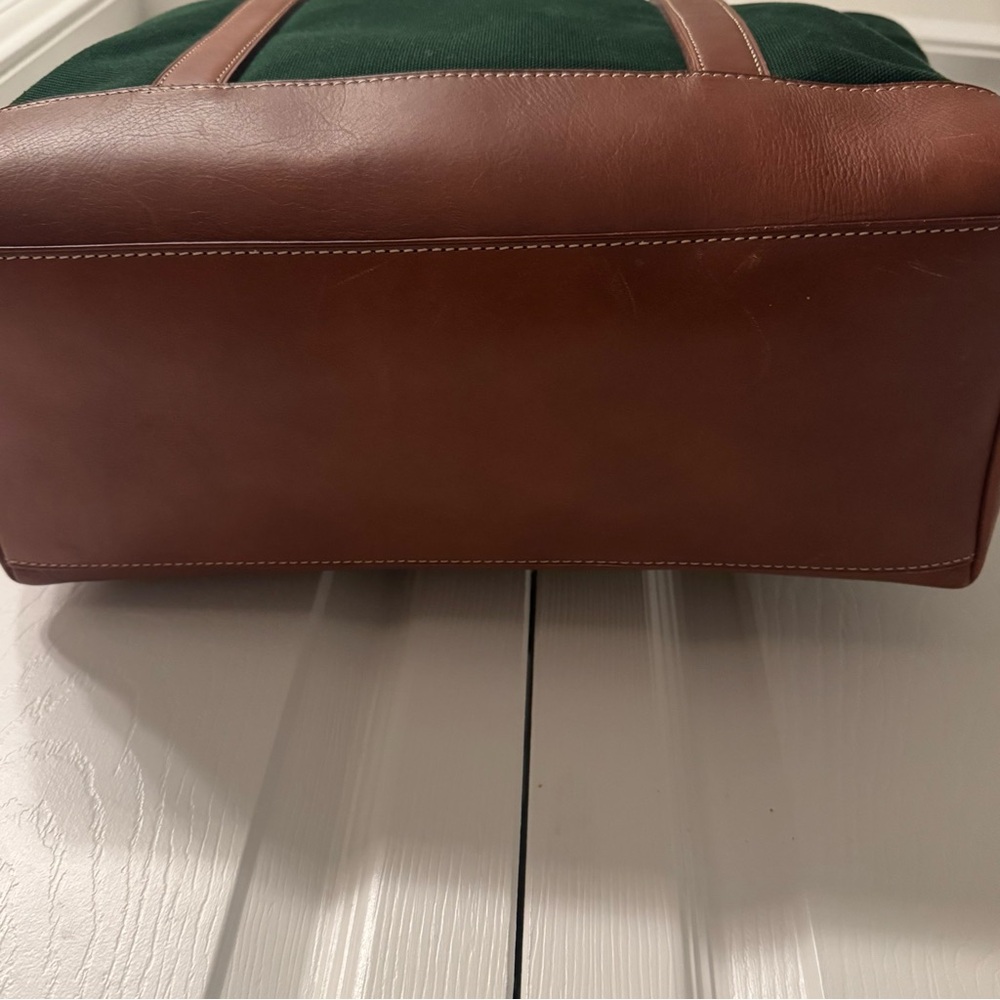 Polo by Ralph Lauren Green Canvas Tote with Brown Leather Trim - Picture 8 of 11